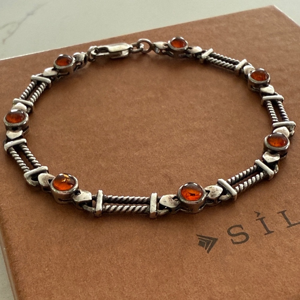 Vintage Silpada Sterling Silver Amber Bracelet B0892